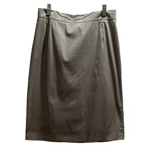 Prada Milano Straight Cotton Blend Gray Rear Zip Slit Career Skirt Sz 42/US Med